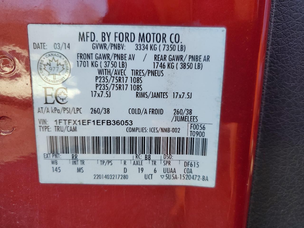 2014 Ford F150 Super Cab VIN: 1FTFX1EF1EFB36053 Lot: 91651315