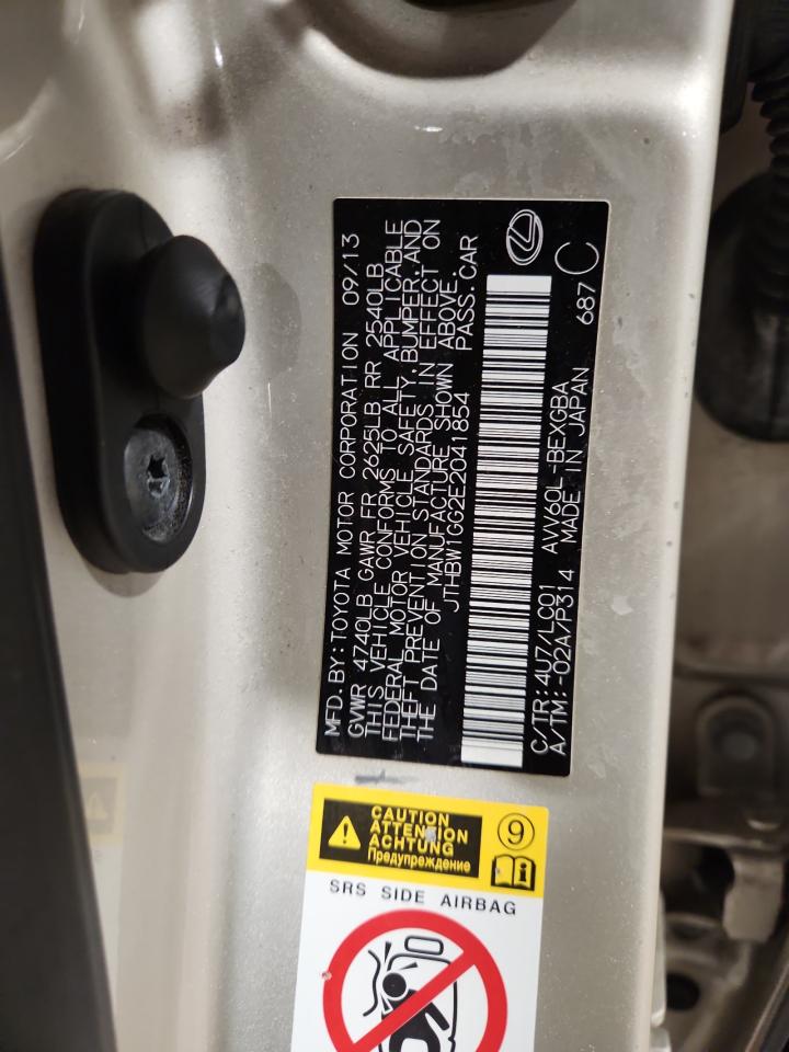 2014 Lexus Es 300H VIN: JTHBW1GG2E2041854 Lot: 91594135