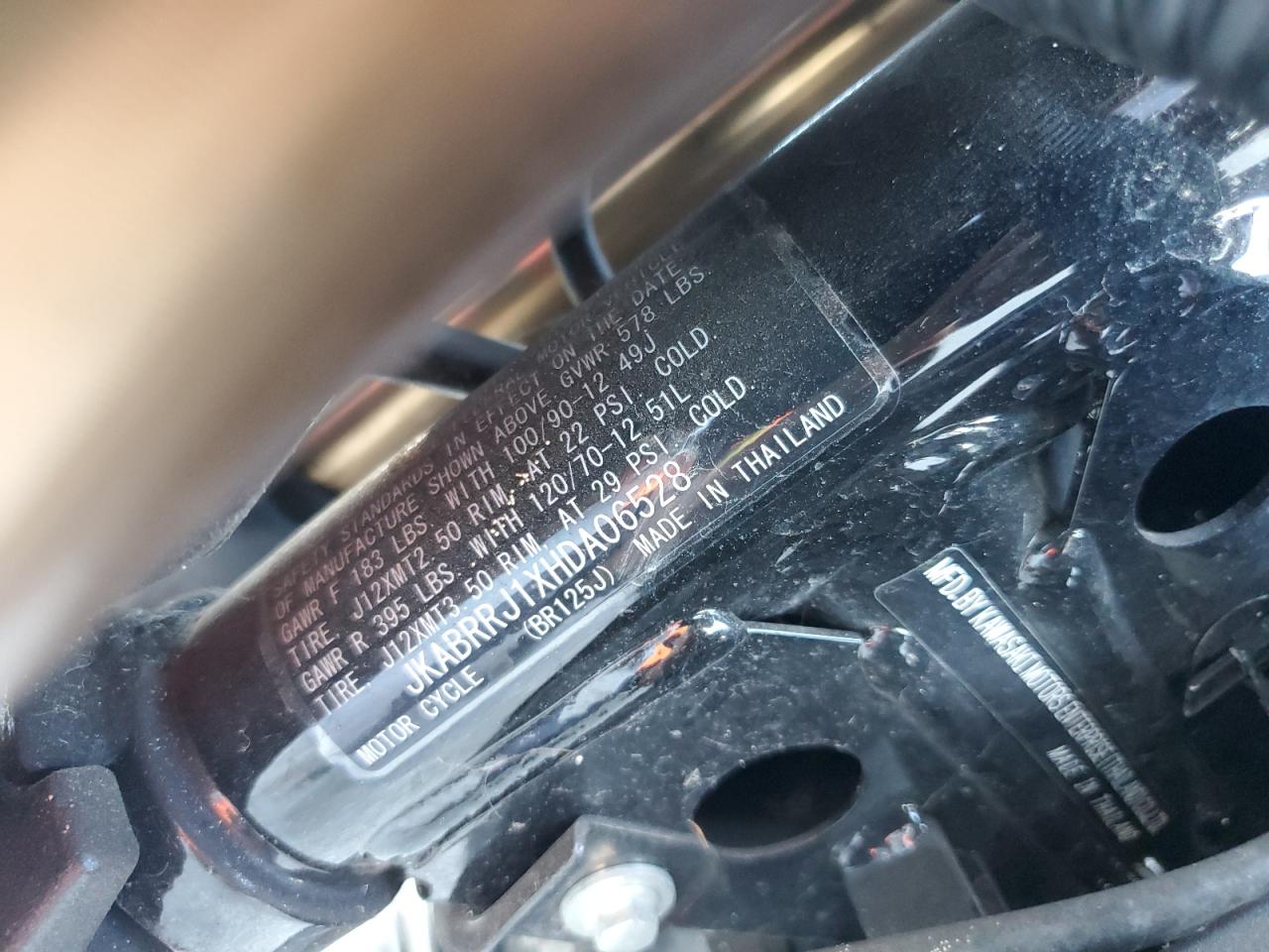 2017 Kawasaki Br125 J VIN: JKABRRJ1XHDA06528 Lot: 93412295