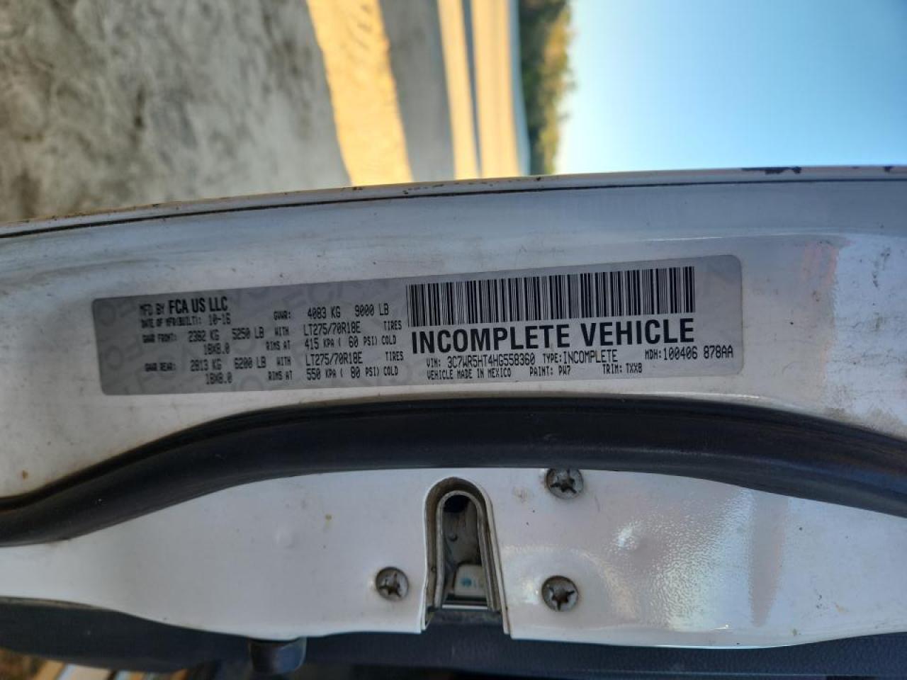 2017 Ram 2500 Utility / Service Truck VIN: 3C7WR5HT4HG558360 Lot: 89879715