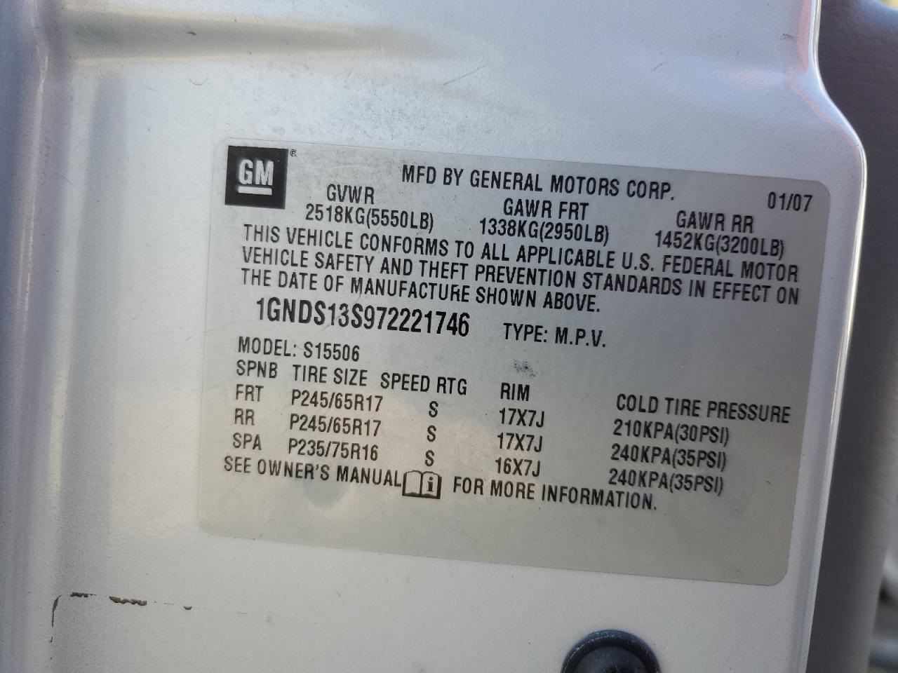 2007 Chevrolet Trailblazer Ls VIN: 1GNDS13S972221746 Lot: 92896915