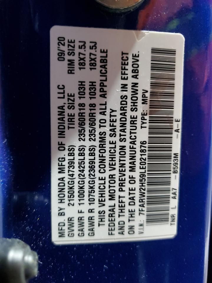 2020 Honda Cr-V Ex VIN: 7FARW2H59LE021876 Lot: 92498065