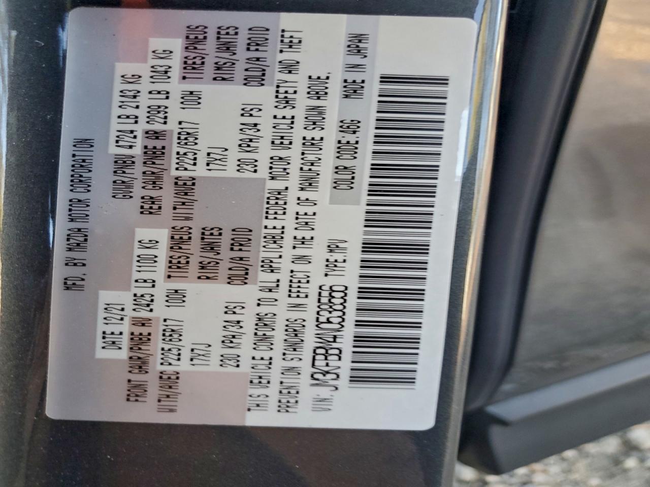 2022 Mazda Cx-5 Select VIN: JM3KFBBM4N0538556 Lot: 92862385