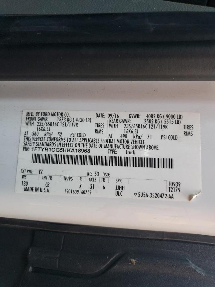 2017 Ford Transit Delivery Van VIN: 1FTYR1CG5HKA18968 Lot: 91548275