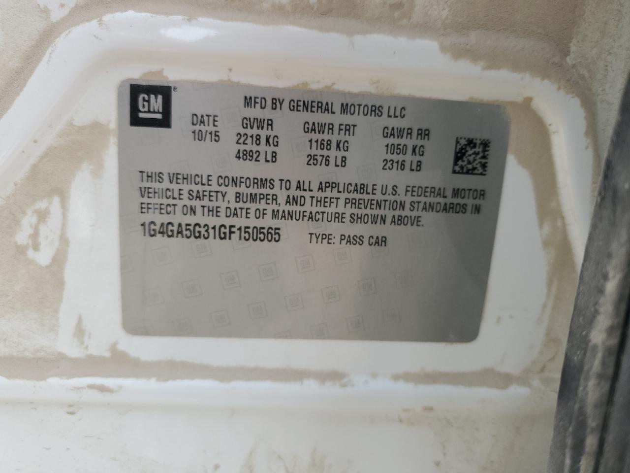 2016 Buick Lacrosse VIN: 1G4GA5G31GF150565 Lot: 91246845