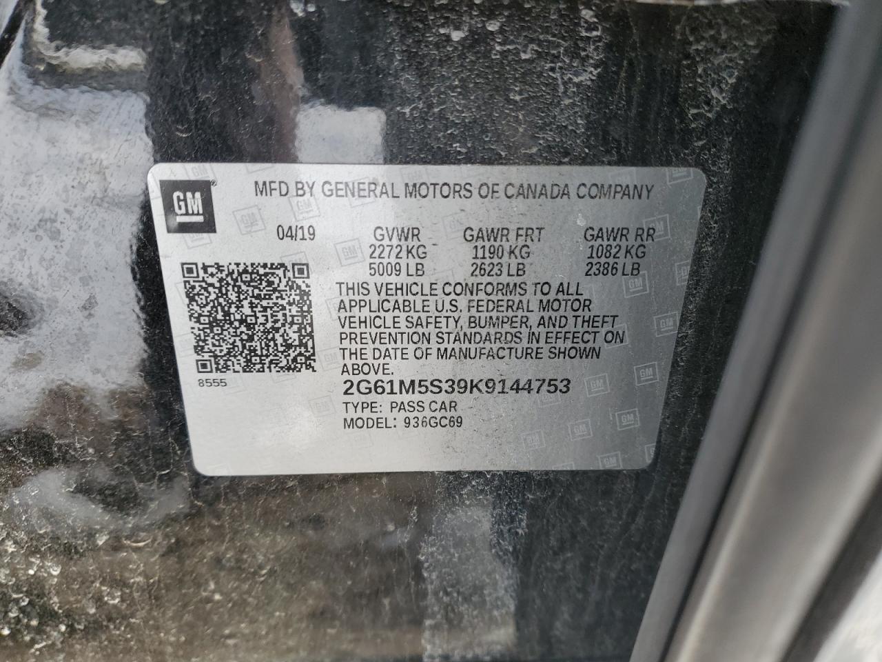 2019 Cadillac Xts Luxury VIN: 2G61M5S39K9144753 Lot: 92433555