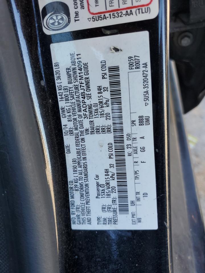 2015 Ford Fiesta Se VIN: 3FADP4BJ7FM140911 Lot: 91298705