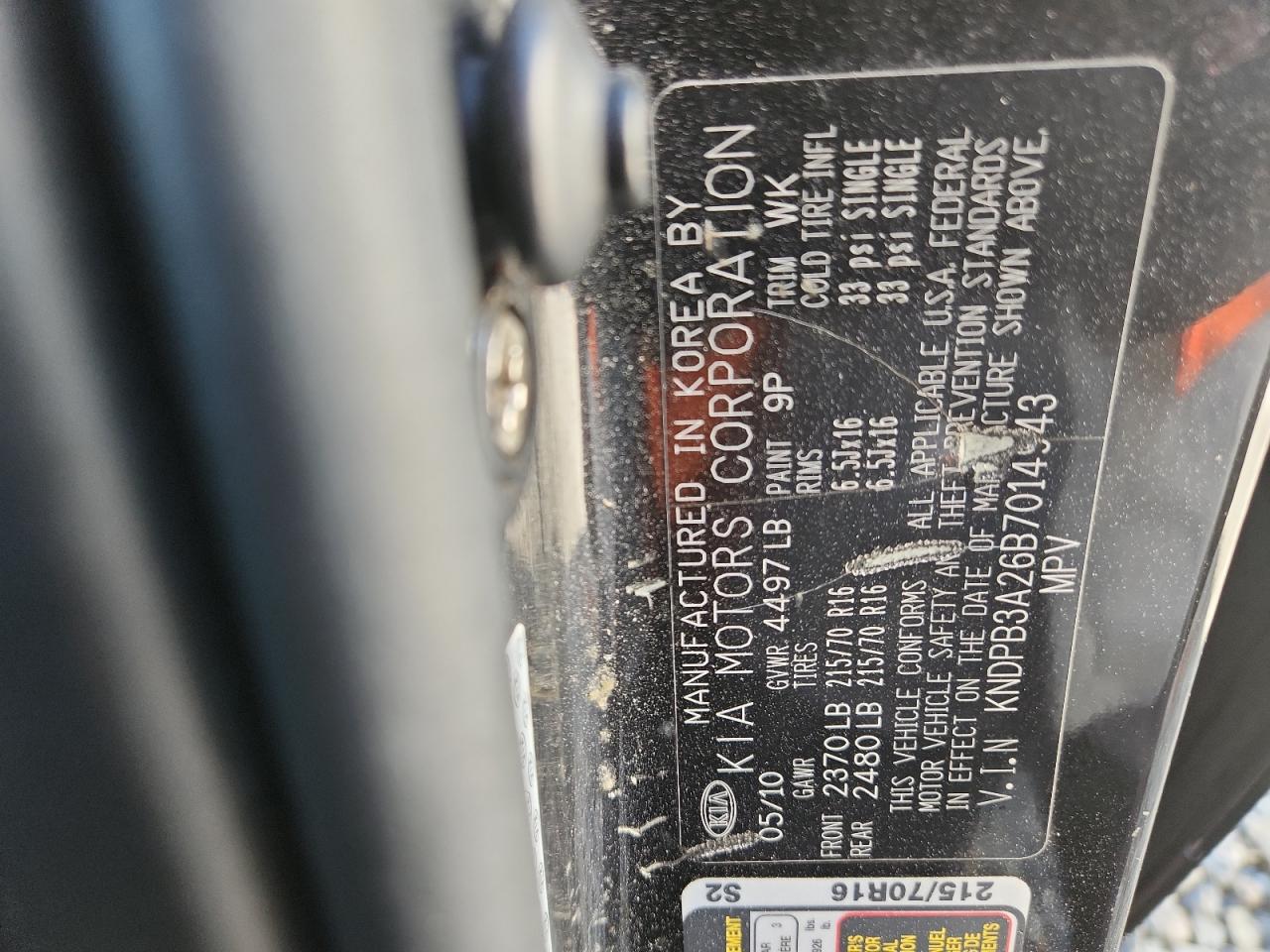 2011 Kia Sportage Lx VIN: KNDPB3A26B7014943 Lot: 92497895