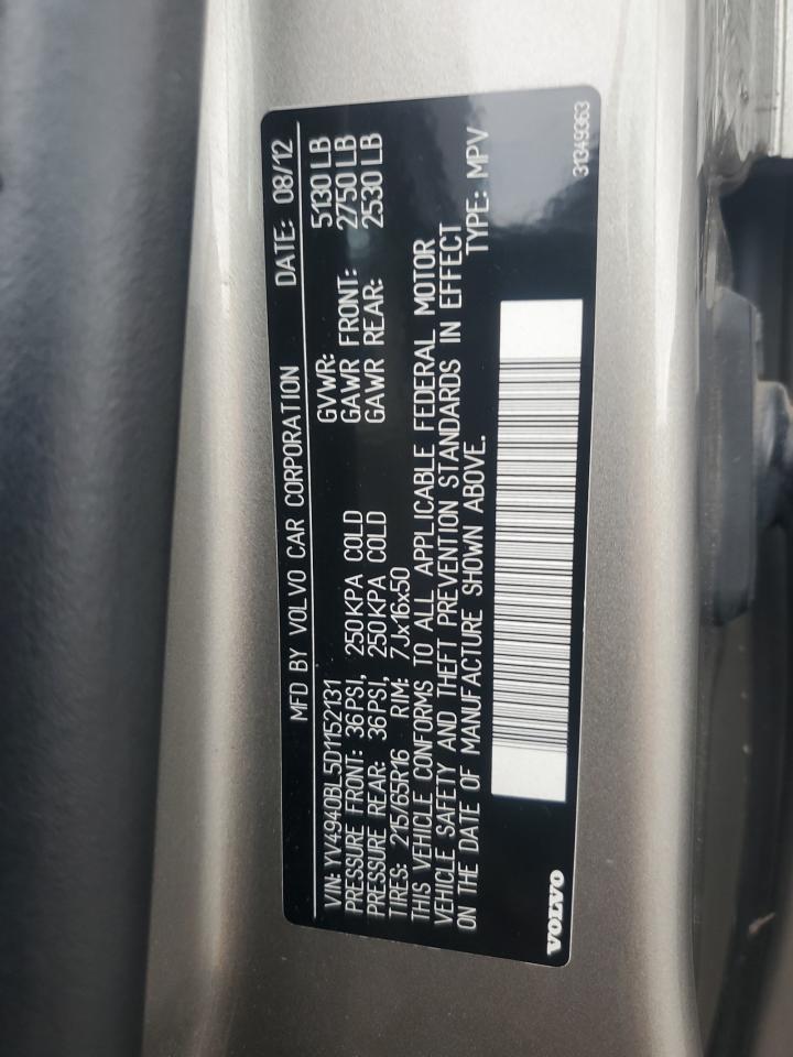 2013 Volvo Xc70 3.2 VIN: YV4940BL5D1152131 Lot: 93688535