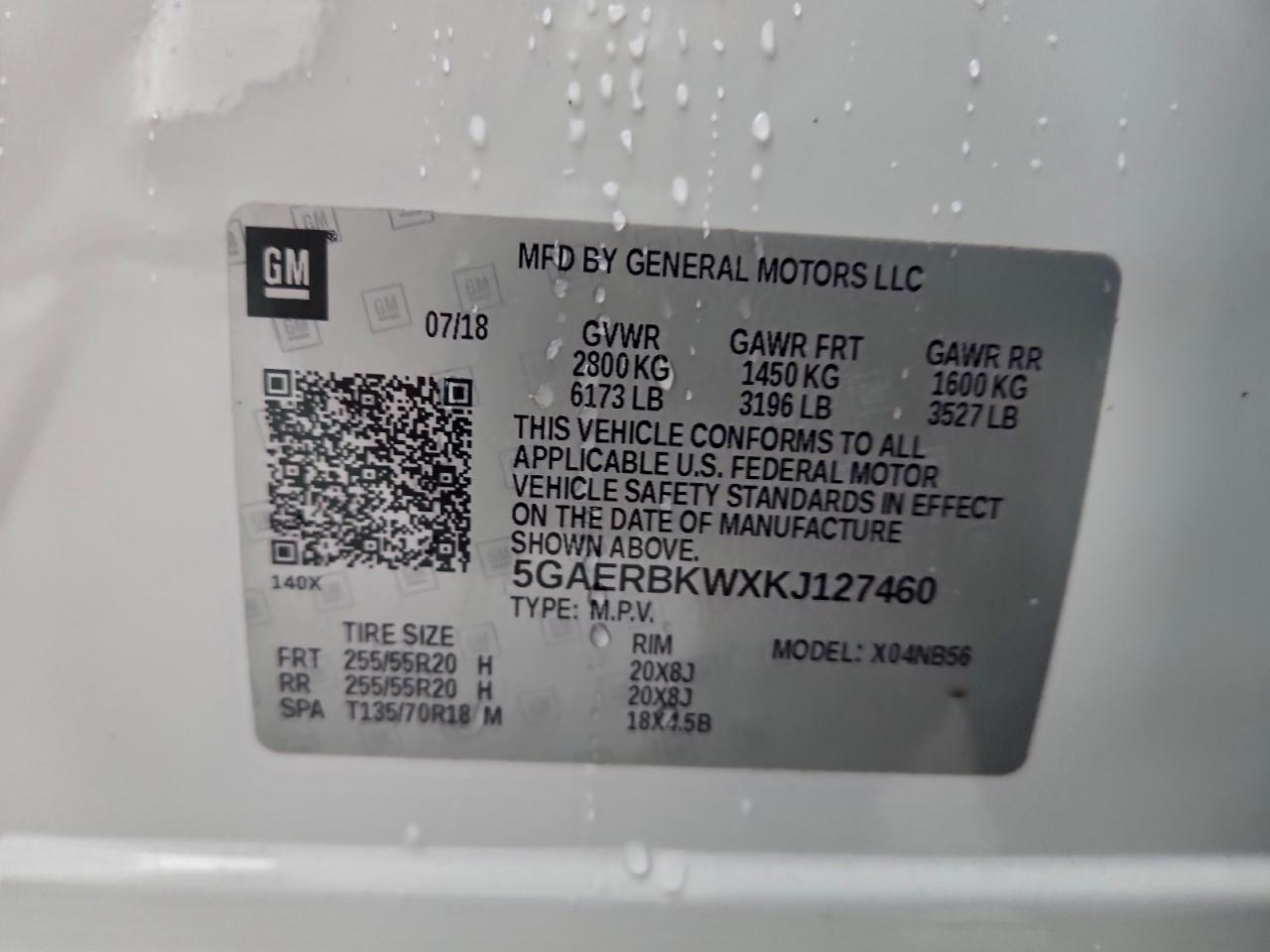 2019 Buick Enclave Essence VIN: 5GAERBKWXKJ127460 Lot: 94218535