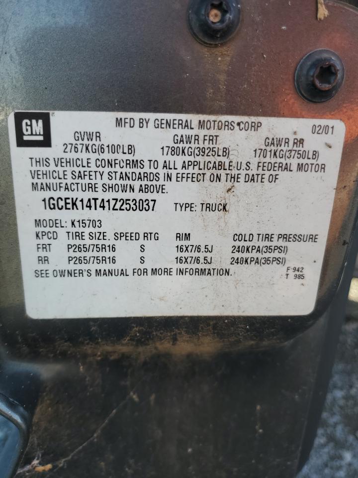 2001 Chevrolet Silverado K1500 VIN: 1GCEK14T41Z253037 Lot: 91451455