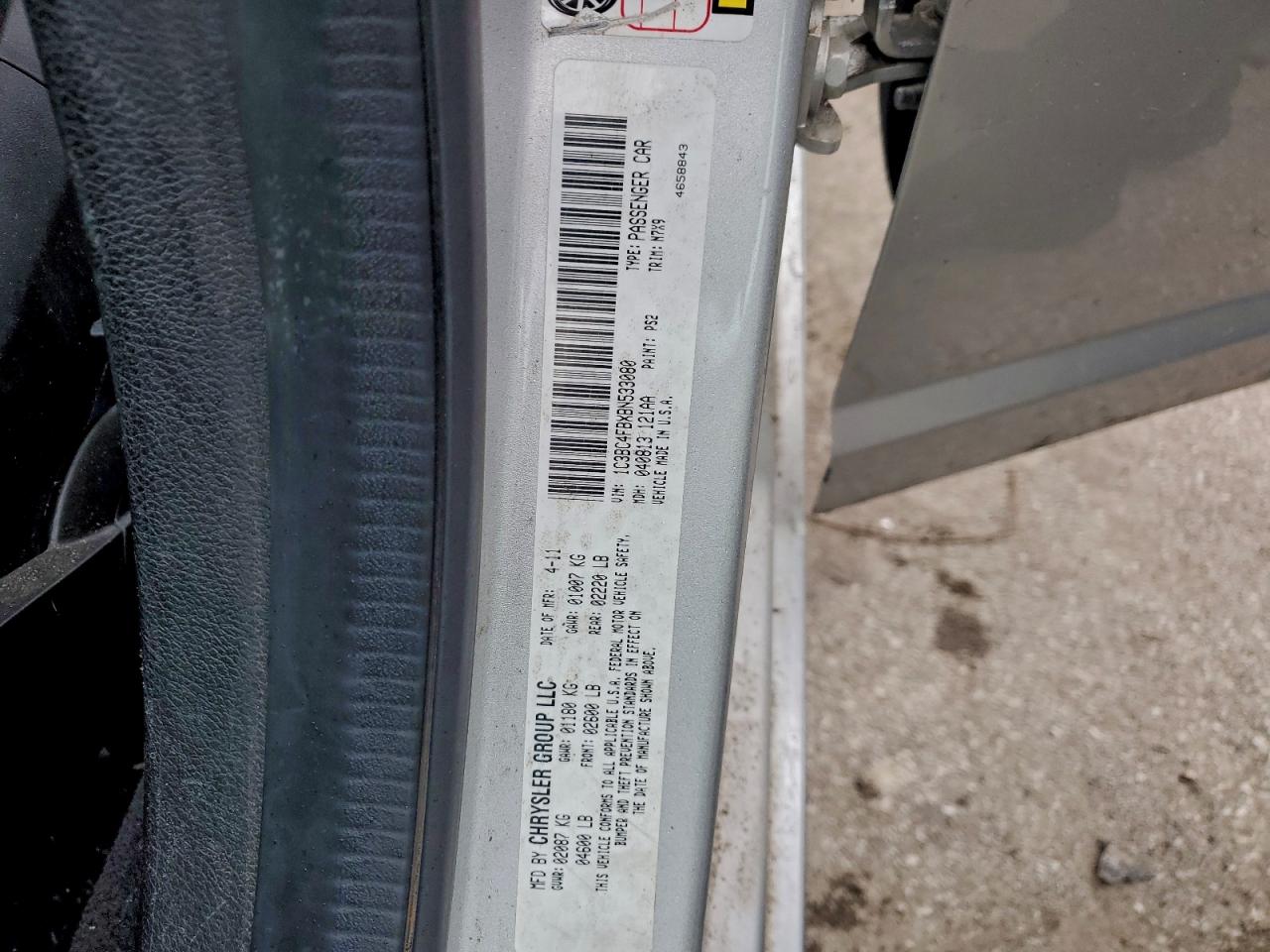 2011 Chrysler 200 Lx VIN: 1C3BC4FBXBN533080 Lot: 93868595