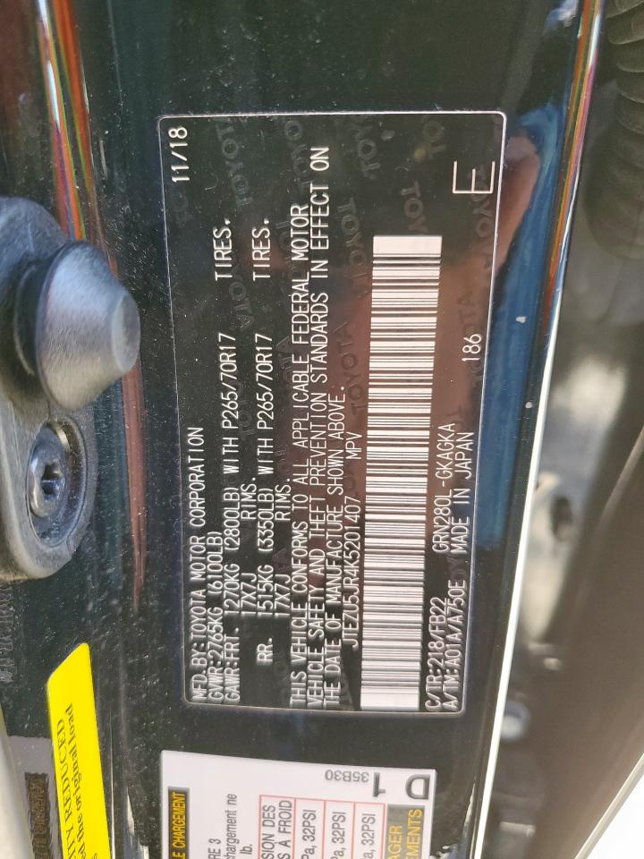 2019 Toyota 4Runner Sr5 VIN: JTEZU5JR4K5201407 Lot: 91513045