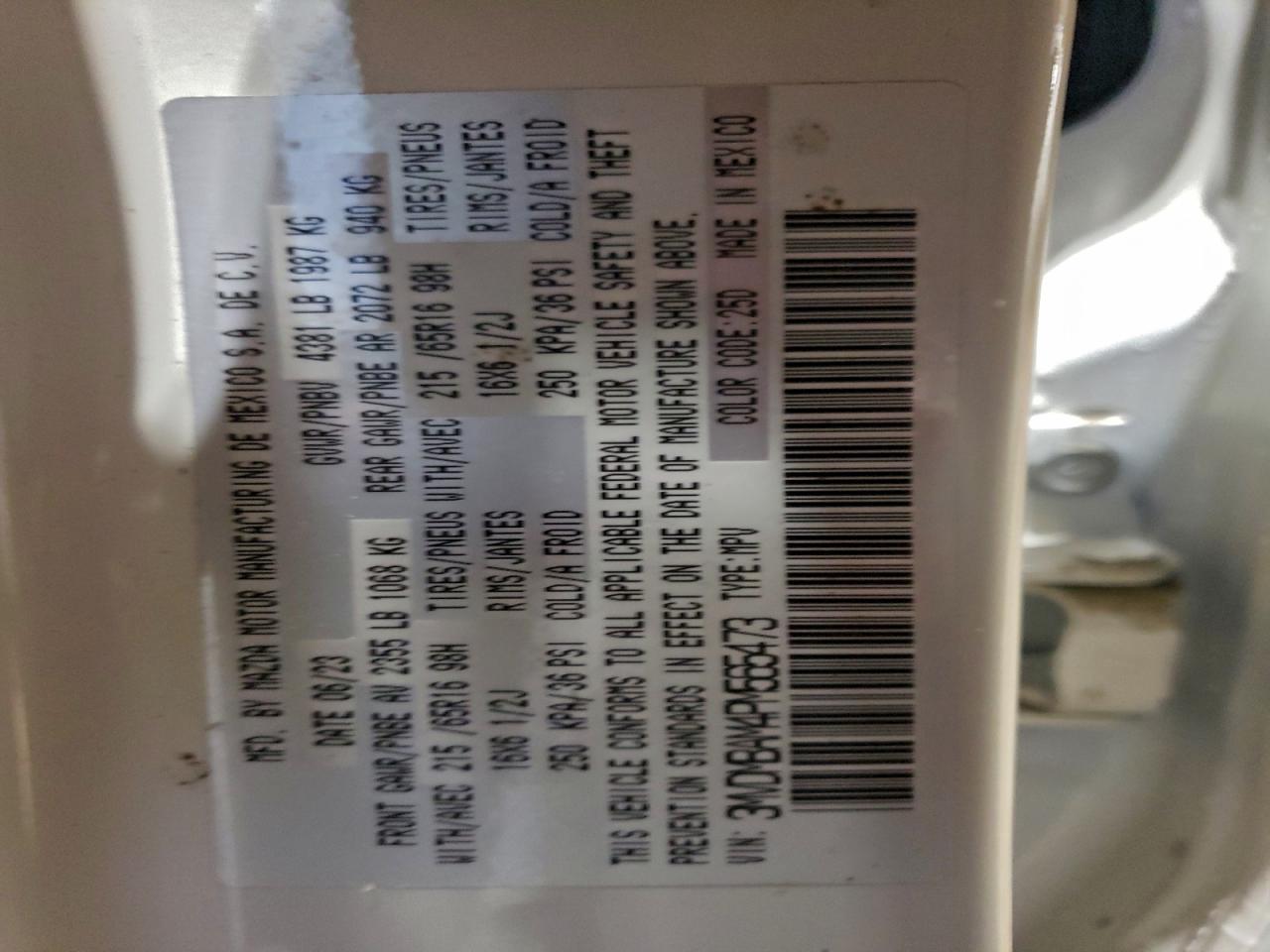 2023 Mazda Cx-30 VIN: 3MVDMBAM4PM565473 Lot: 93675175