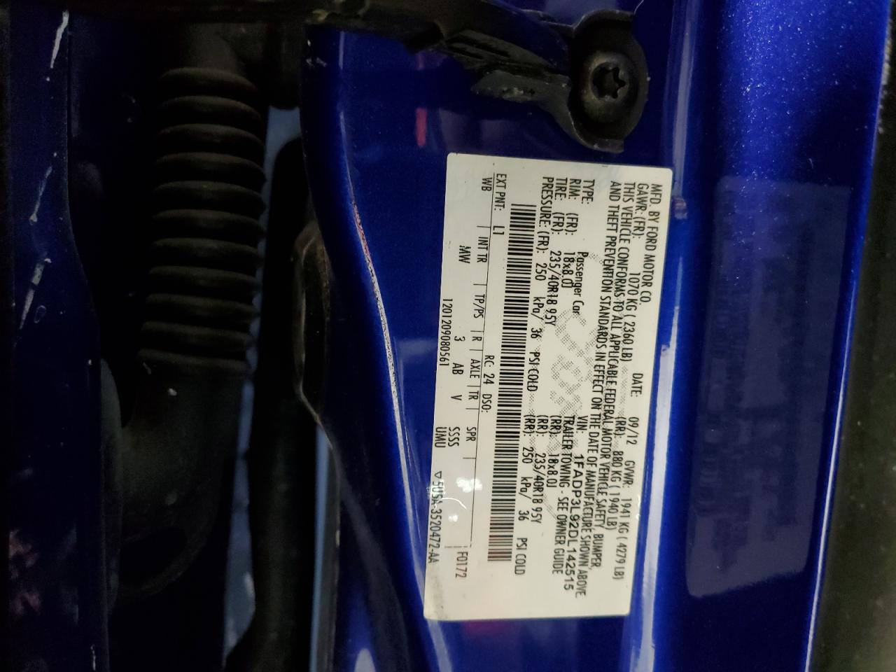 2013 Ford Focus St VIN: 1FADP3L92DL142515 Lot: 93433275