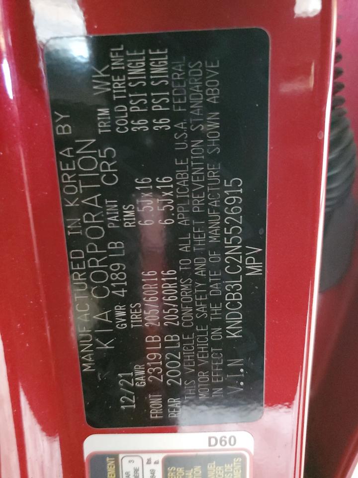 2022 Kia Niro Lx VIN: KNDCB3LC2N5526915 Lot: 92529515