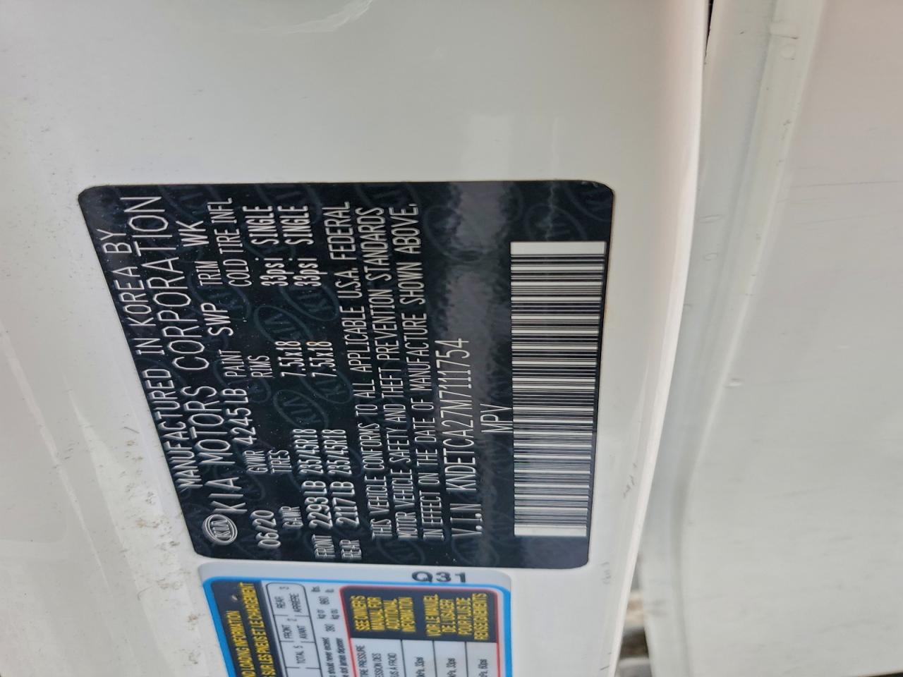 2021 Kia Seltos Sx VIN: KNDETCA27M7111754 Lot: 93986165