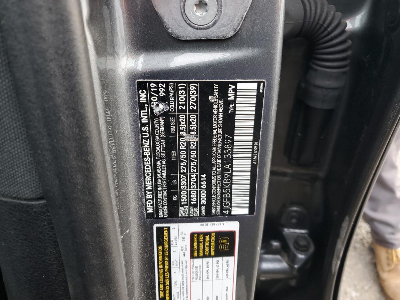 2020 Mercedes-Benz Gle 450 4Matic VIN: 4JGFB5KB9LA133897 Lot: 92229615