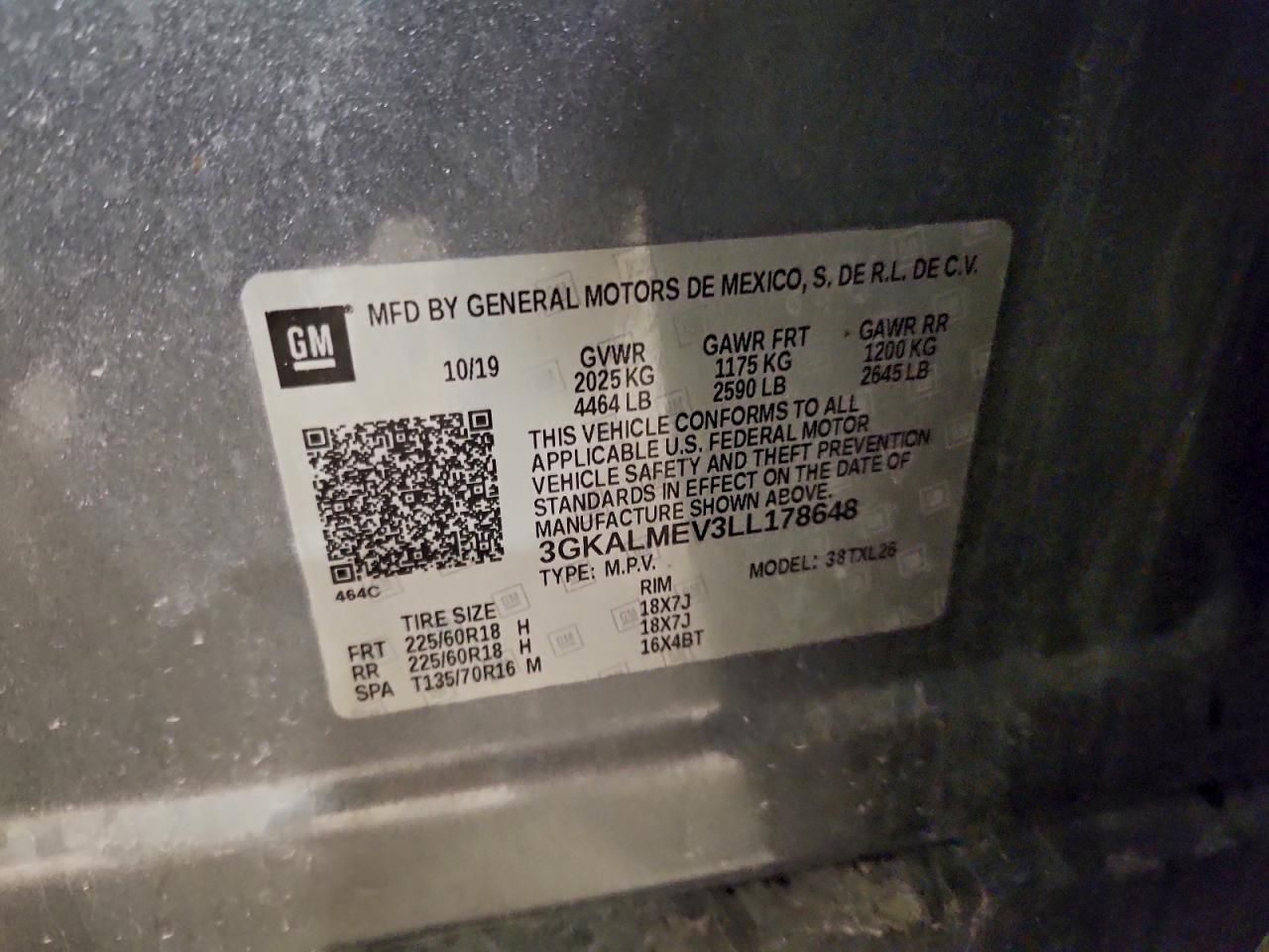 2020 GMC Terrain Sle VIN: 3GKALMEV3LL178648 Lot: 93935875