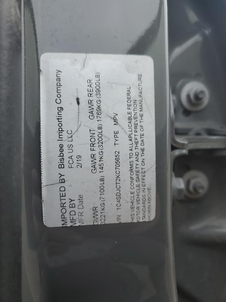 2019 Dodge Durango R/T VIN: 1C4SDJCT2KC705652 Lot: 93711275