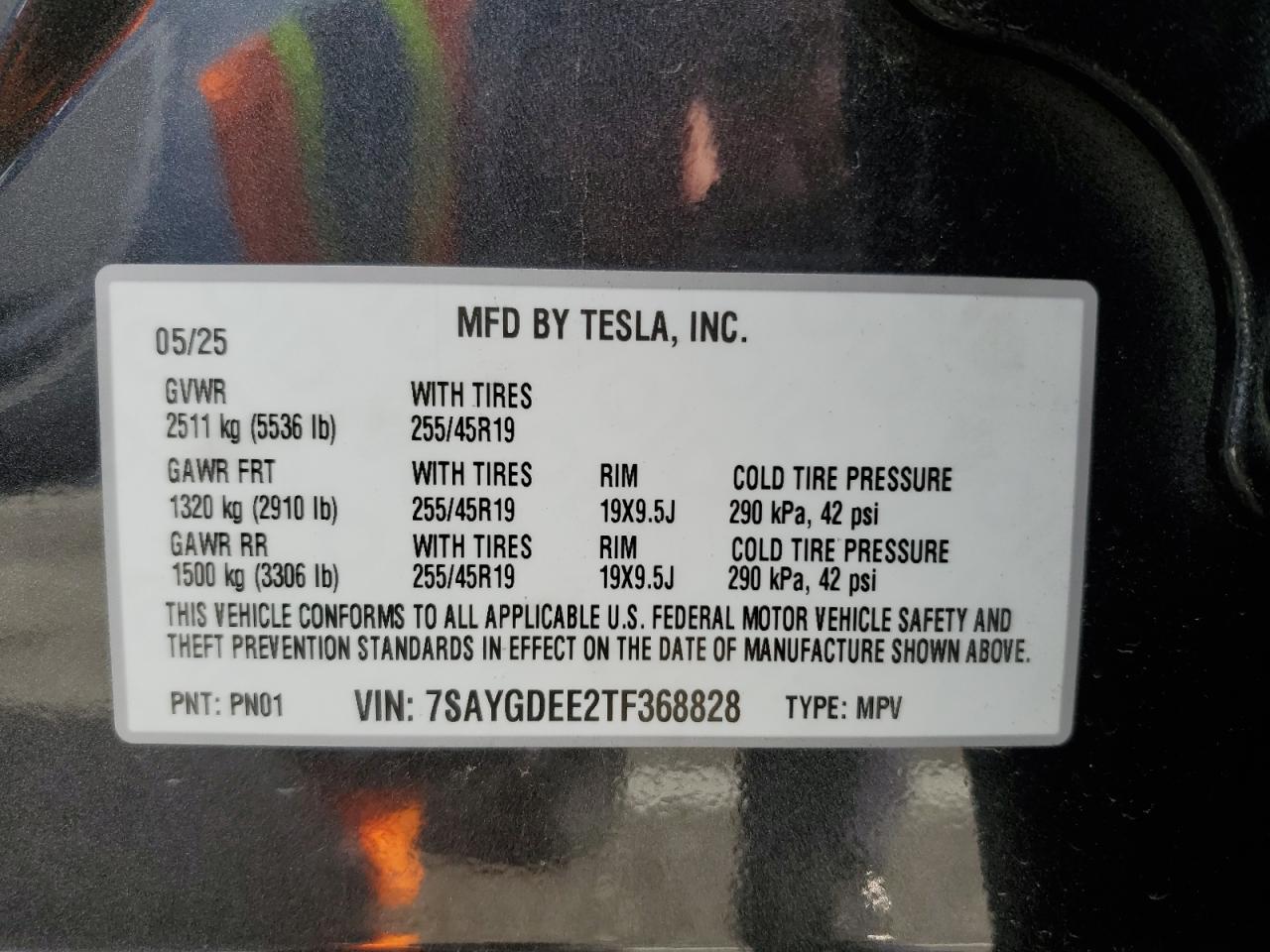 2026 Tesla Model Y VIN: 7SAYGDEE2TF368828 Lot: 93072375