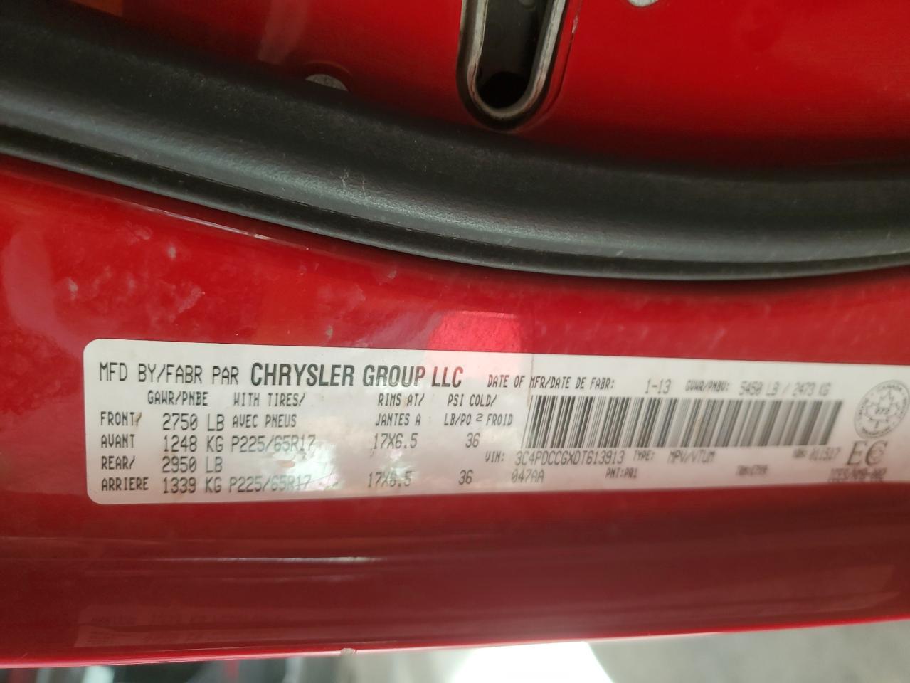 2013 Dodge Journey Sxt VIN: 3C4PDCCGXDT613913 Lot: 91239865