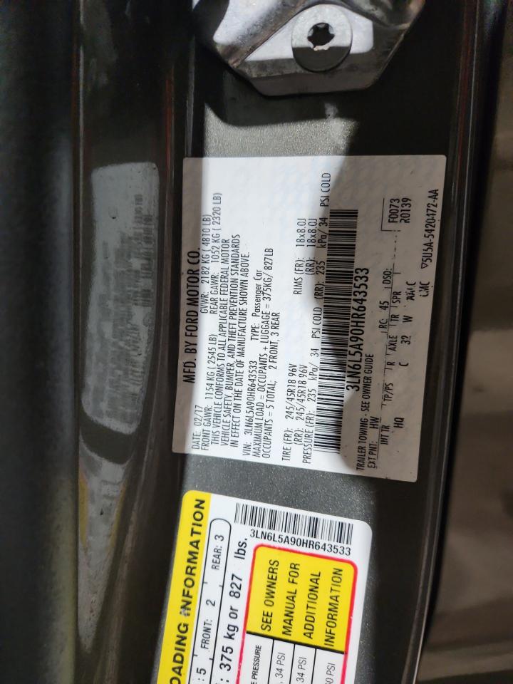 2017 Lincoln Mkz Premiere VIN: 3LN6L5A90HR643533 Lot: 93071595