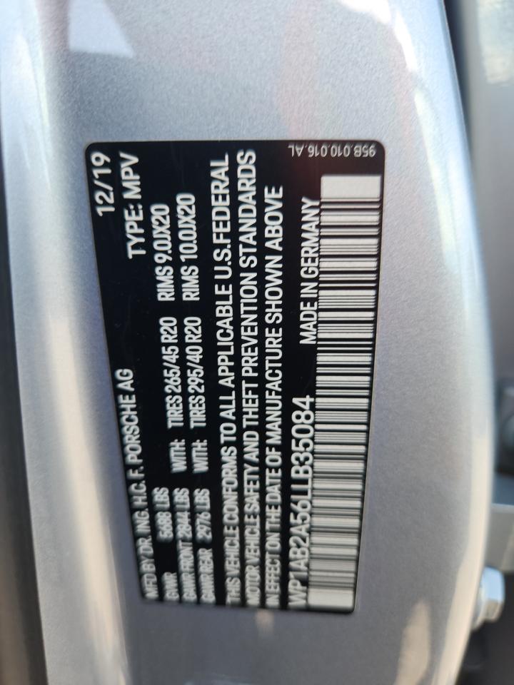 2020 Porsche Macan S VIN: WP1AB2A56LLB35084 Lot: 92722035