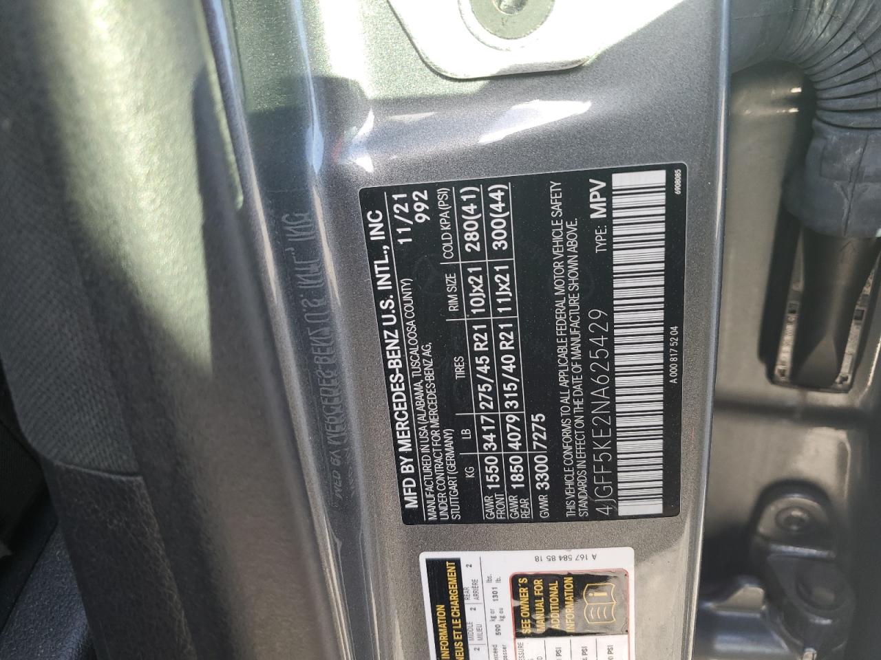 2022 Mercedes-Benz Gls 450 4Matic VIN: 4JGFF5KE2NA625429 Lot: 92686875