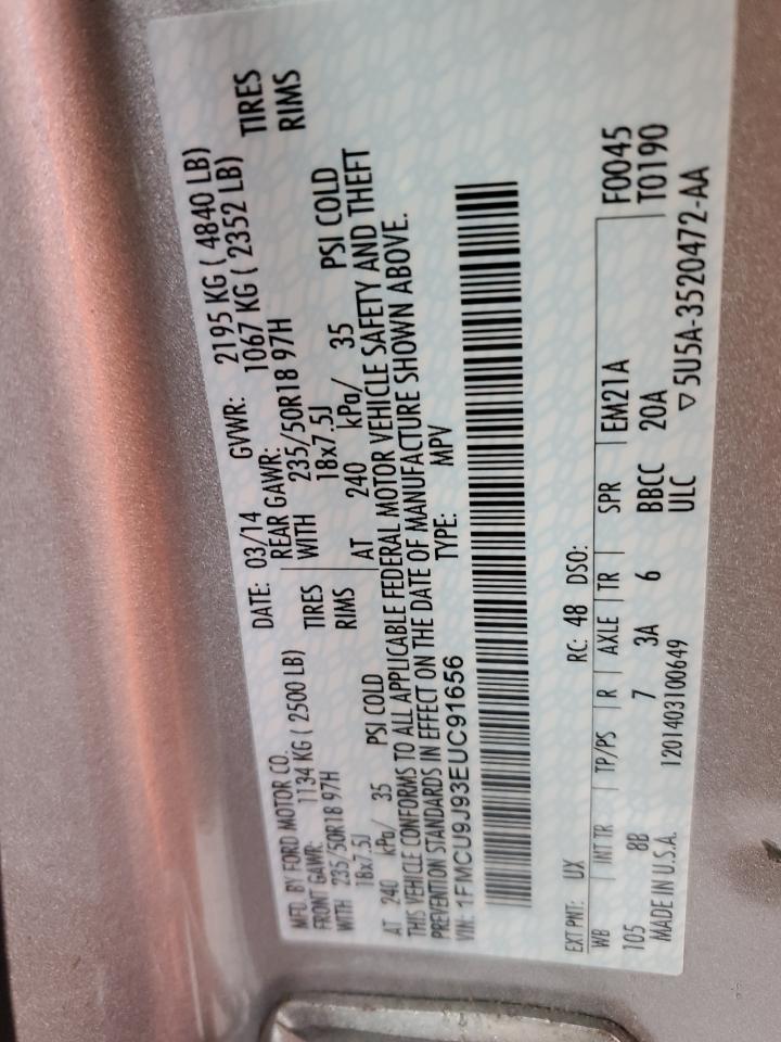 2014 Ford Escape Titanium VIN: 1FMCU9J93EUC91656 Lot: 93664535