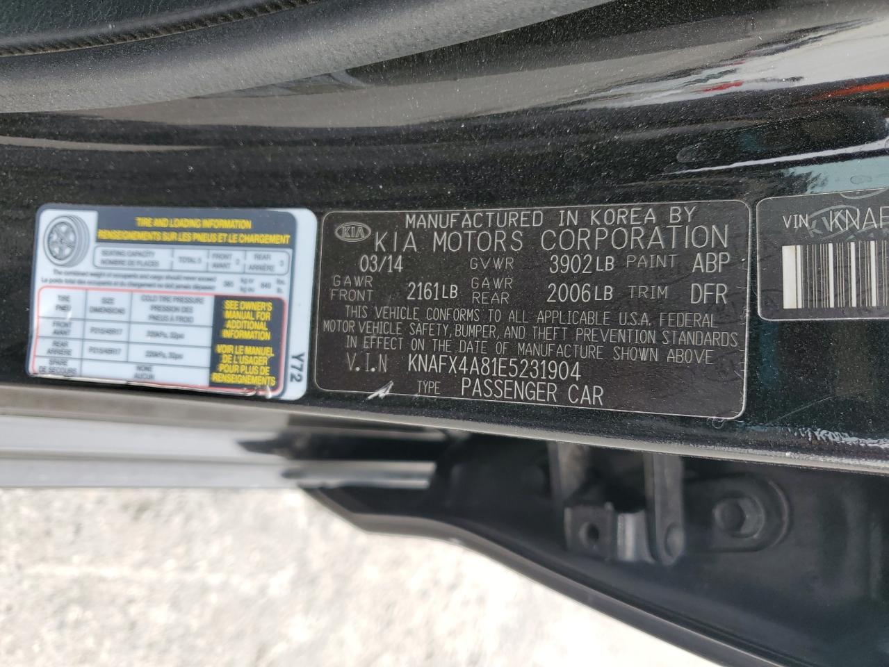 2014 Kia Forte Ex VIN: KNAFX4A81E5231904 Lot: 91929775