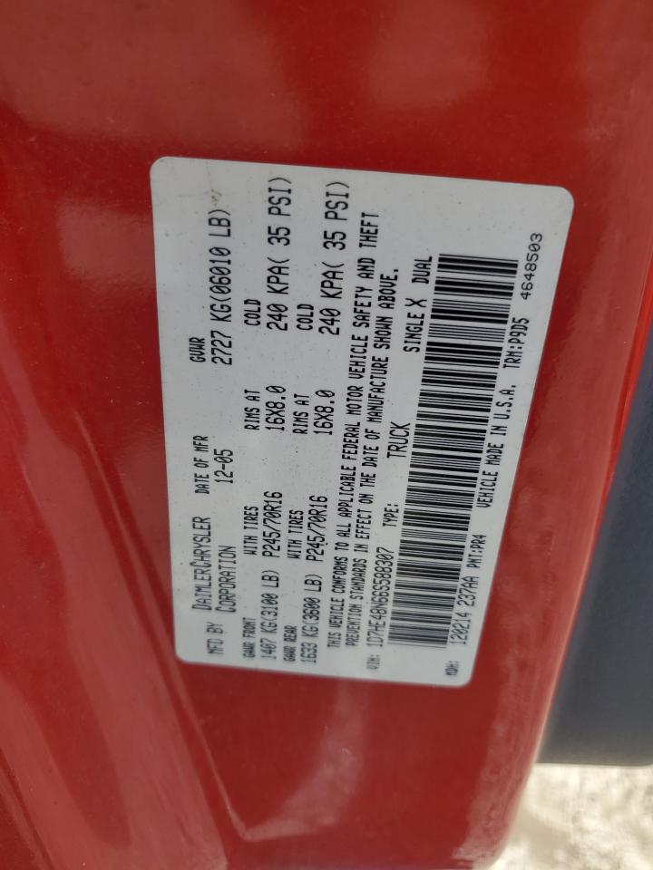 2006 Dodge Dakota Quad Slt VIN: 1D7HE48N66S588307 Lot: 91342055