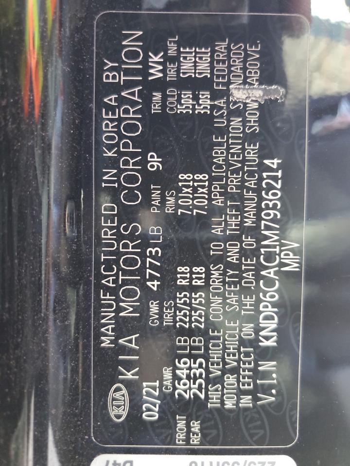 2021 Kia Sportage S VIN: KNDP6CAC1M7936214 Lot: 93760145