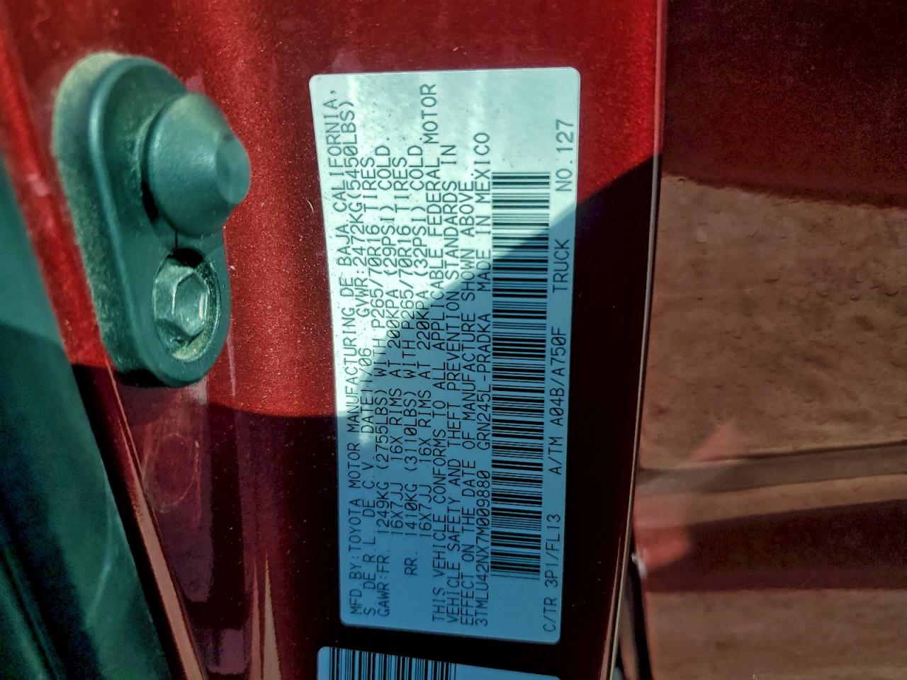 2007 Toyota Tacoma Double Cab VIN: 3TMLU42NX7M009880 Lot: 94699385