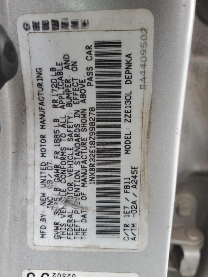 2008 Toyota Corolla Ce VIN: 1NXBR32E18Z998278 Lot: 93716055