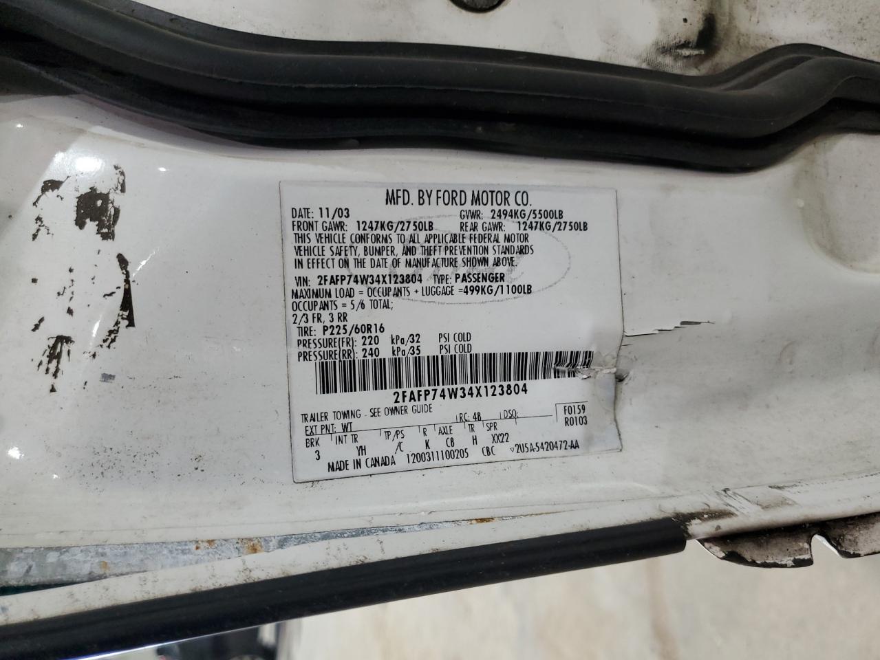 2004 Ford Crown Victoria Lx VIN: 2FAFP74W34X123804 Lot: 90913595