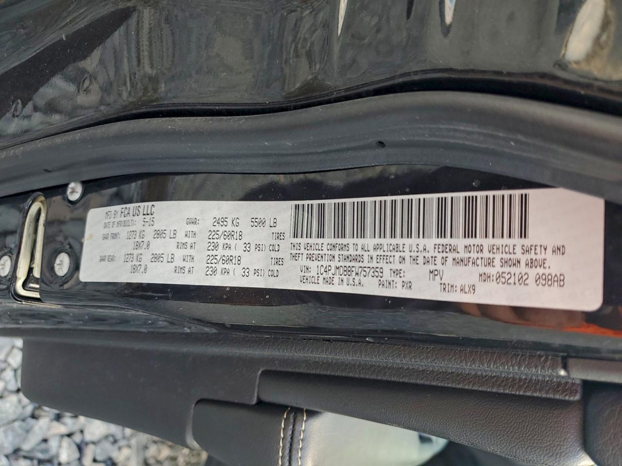 2015 Jeep Cherokee Limited VIN: 1C4PJMDB8FW757359 Lot: 93353605