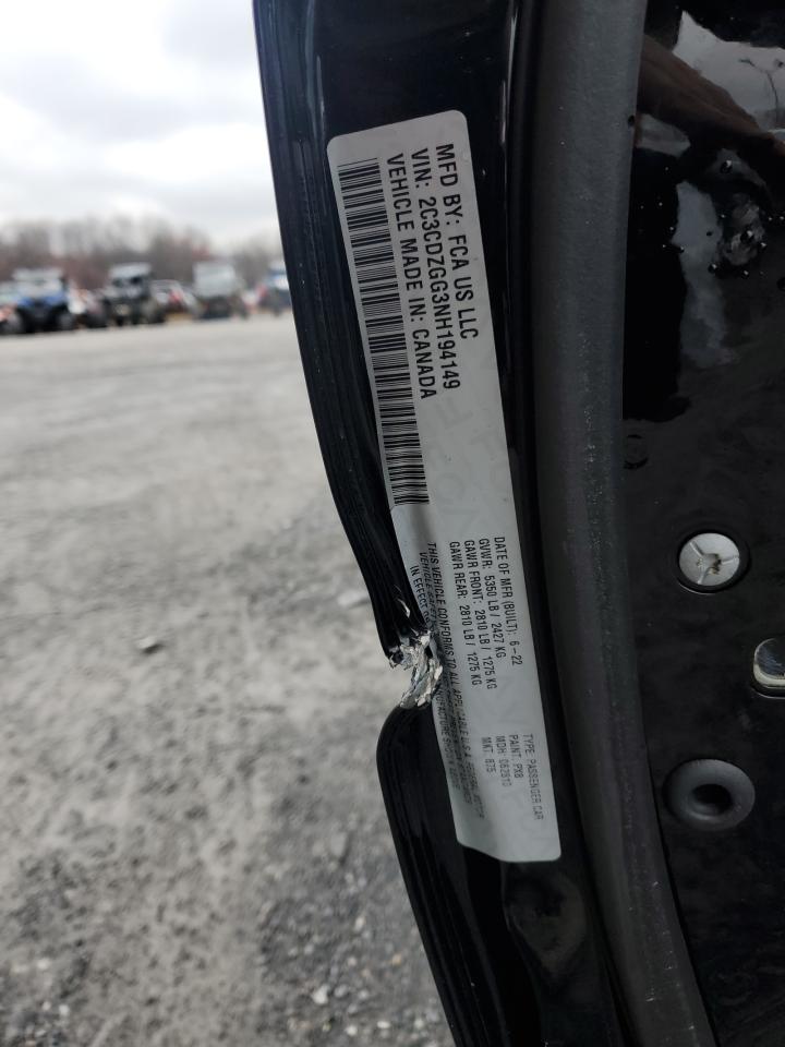 2022 Dodge Challenger Sxt VIN: 2C3CDZGG3NH194149 Lot: 93660665