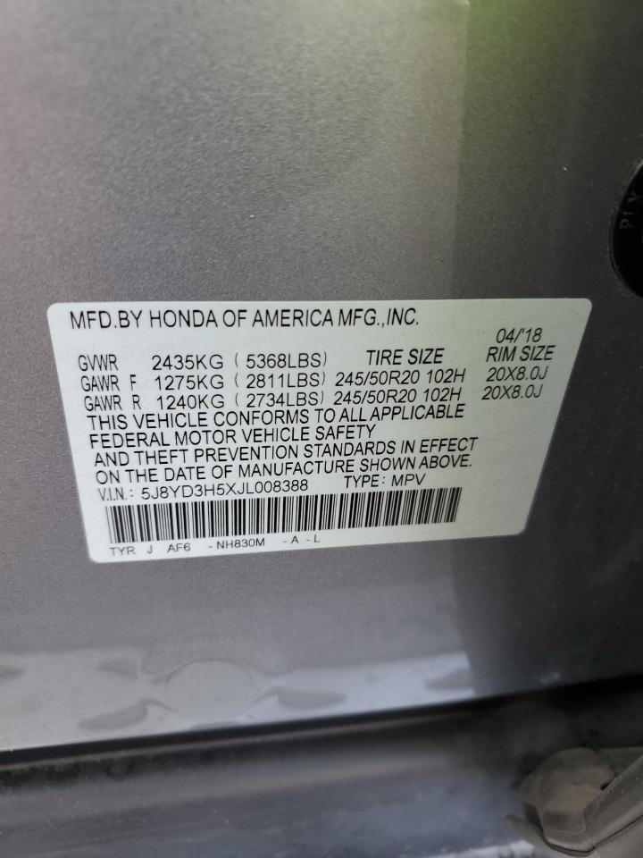 2018 Acura Mdx Technology VIN: 5J8YD3H5XJL008388 Lot: 91635435