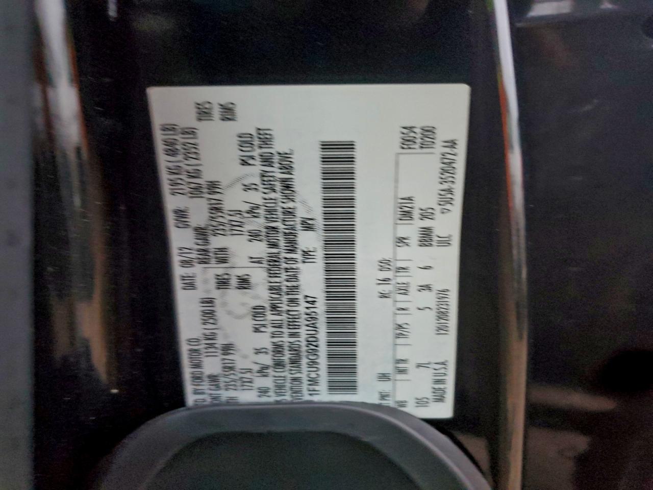 2013 Ford Escape Se VIN: 1FMCU9G92DUA95147 Lot: 94547675