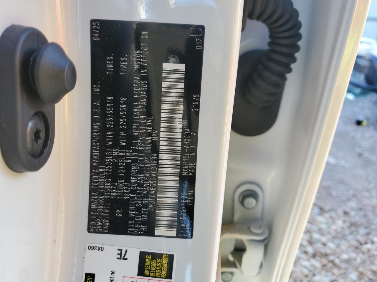 2025 Toyota Corolla Cross Se VIN: 7MUFBABG5SV081894 Lot: 93206505