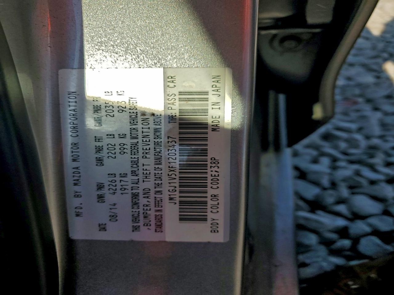 2015 Mazda 6 Touring VIN: JM1GJ1V5XF1203437 Lot: 94533345