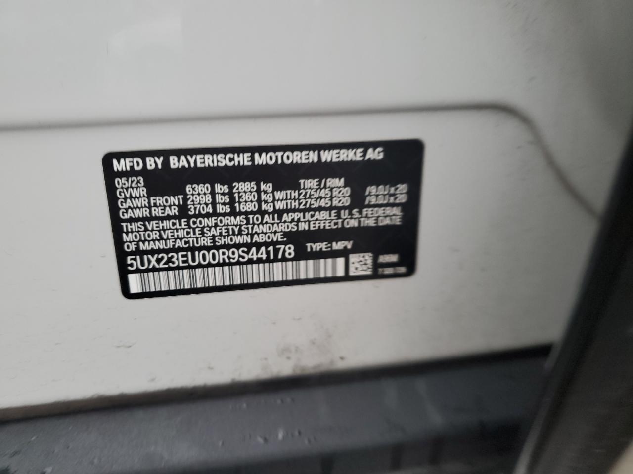 2024 BMW X5 xDrive40I VIN: 5UX23EU00R9S44178 Lot: 93322165