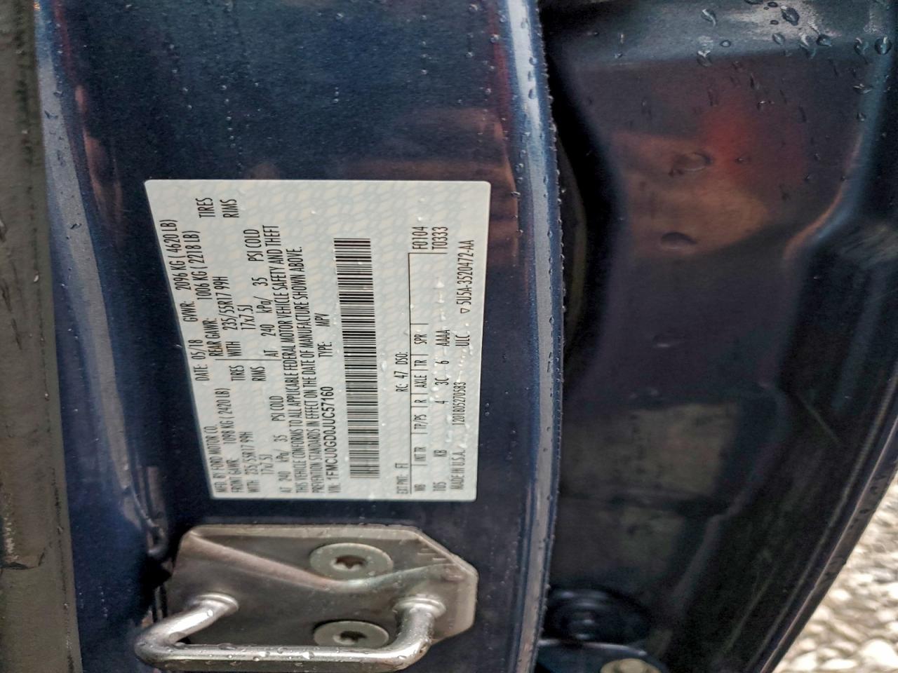 2018 Ford Escape Se VIN: 1FMCU0GD0JUC57160 Lot: 93880275