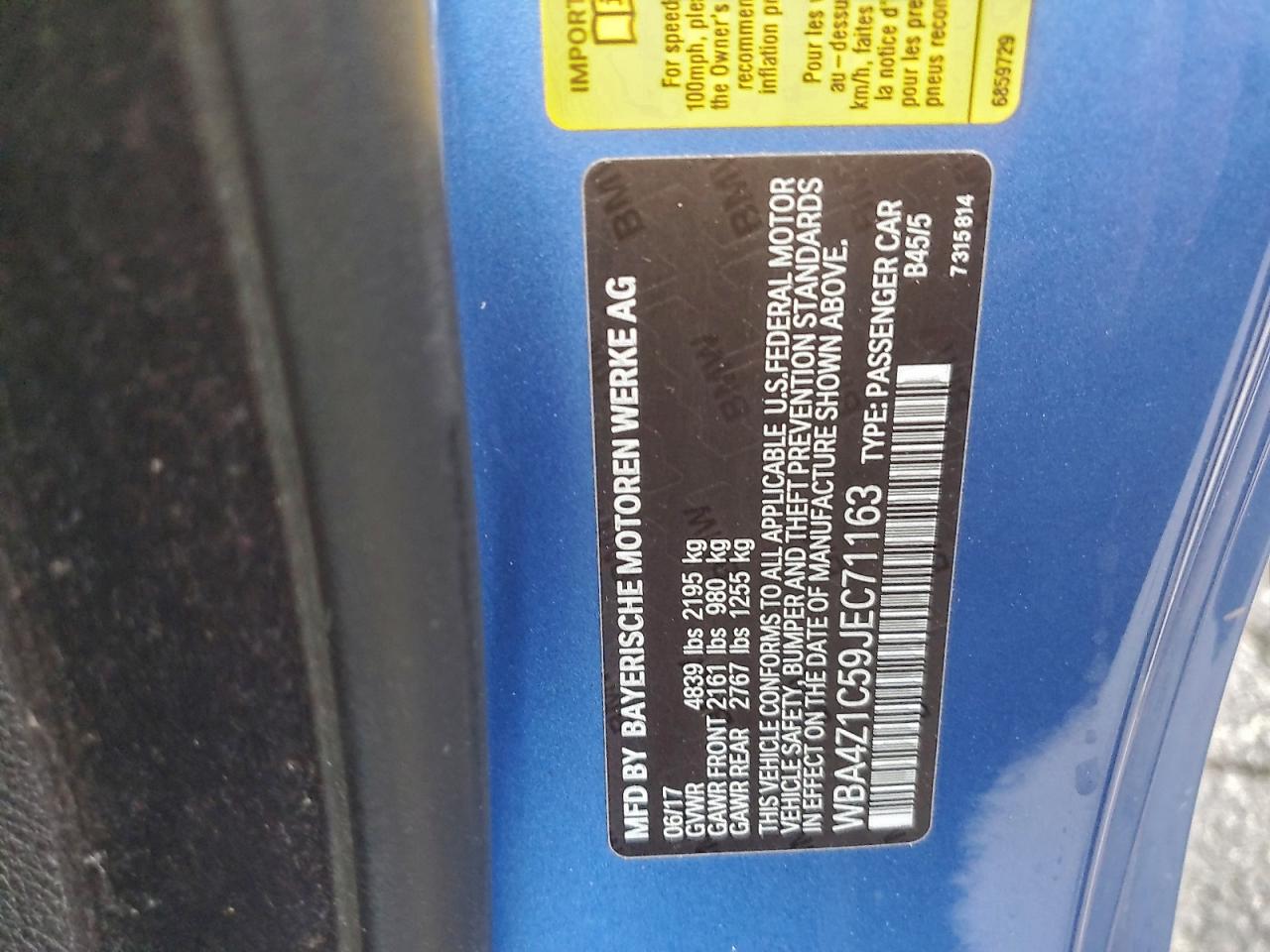 2018 BMW 430I VIN: WBA4Z1C59JEC71163 Lot: 93330535