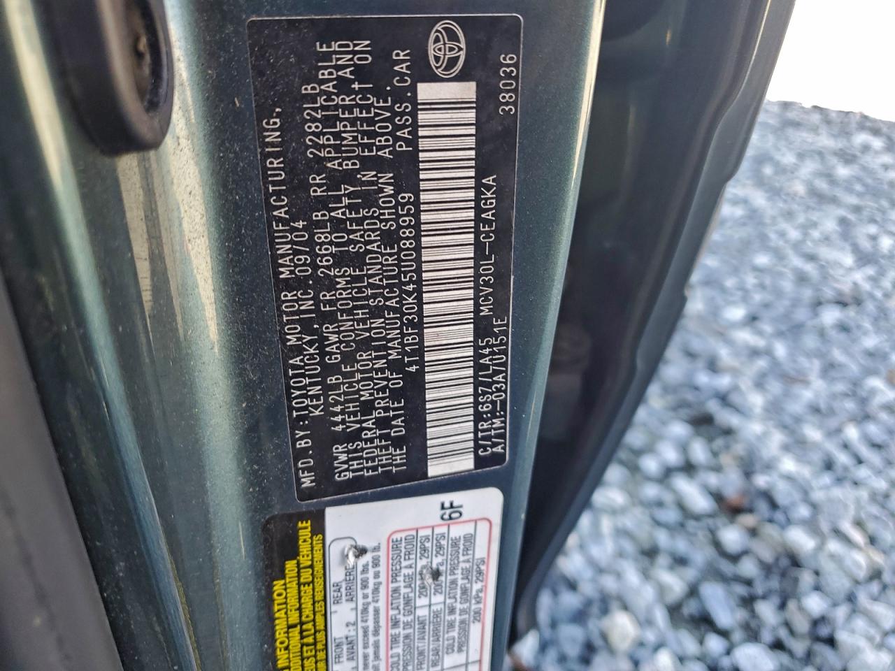 2005 Toyota Camry Le VIN: 4T1BF30K45U088959 Lot: 94608045