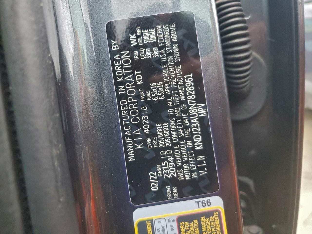 2022 Kia Soul Lx VIN: KNDJ23AU8N7828961 Lot: 93277095