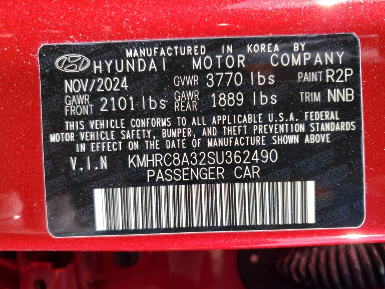 2025 Hyundai Venue Sel VIN: KMHRC8A32SU362490 Lot: 92833255