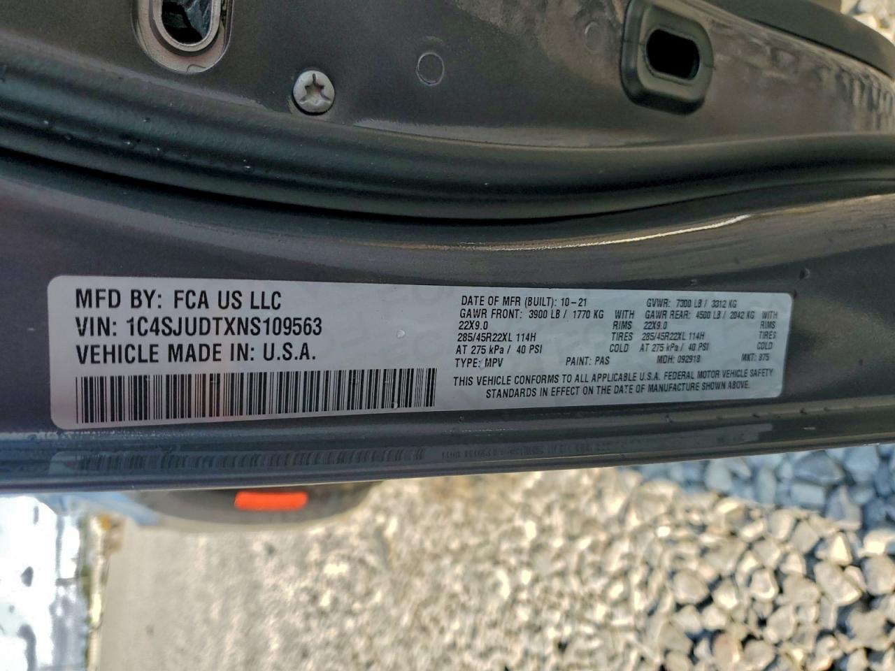 2022 Jeep Wagoneer Series Iii VIN: 1C4SJUDTXNS109563 Lot: 94594895