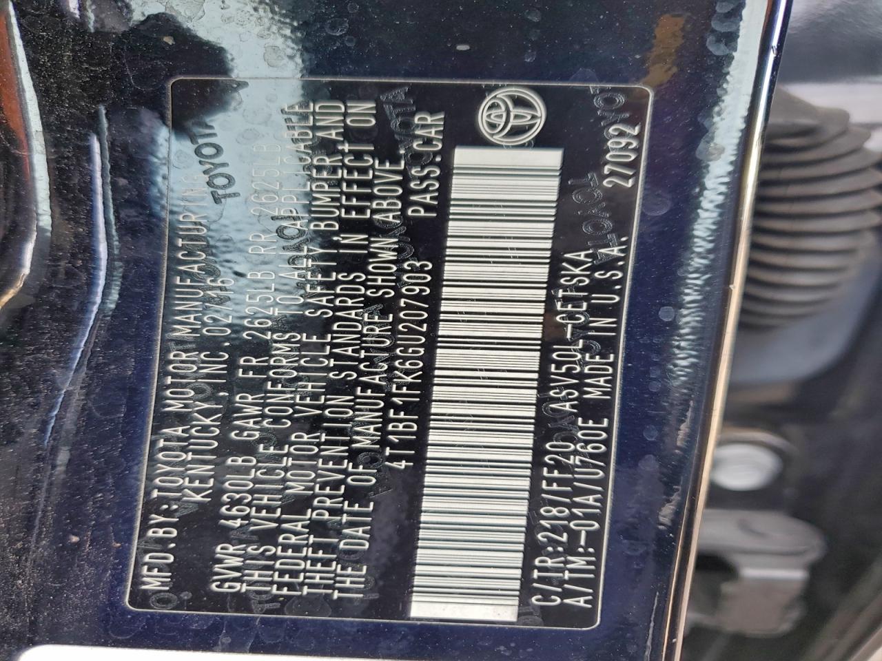 2016 Toyota Camry Le VIN: 4T1BF1FK6GU207903 Lot: 94724935